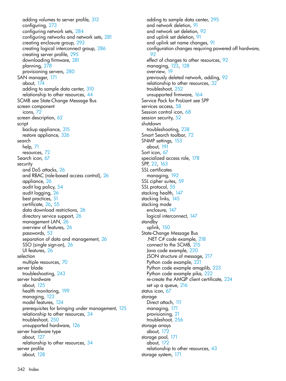 HP OneView User Manual | Page 342 / 344