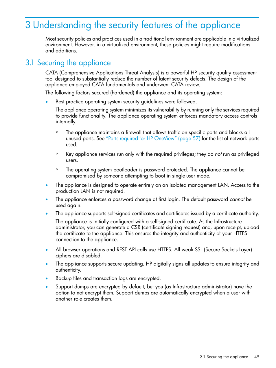 1 securing the appliance | HP OneView User Manual | Page 49 / 344