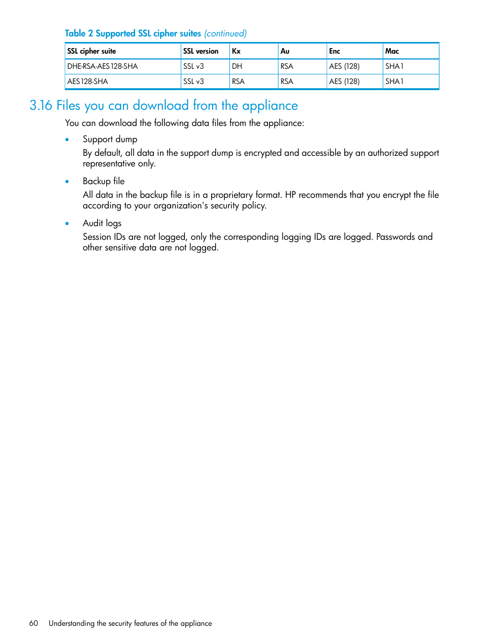 16 files you can download from the appliance | HP OneView User Manual | Page 60 / 344