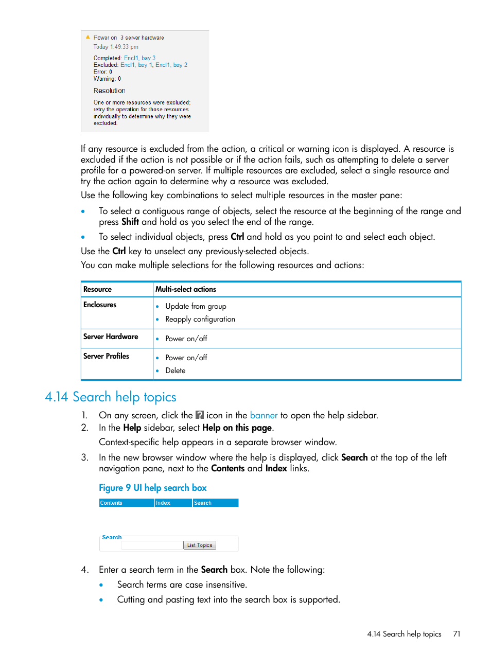 14 search help topics | HP OneView User Manual | Page 71 / 344