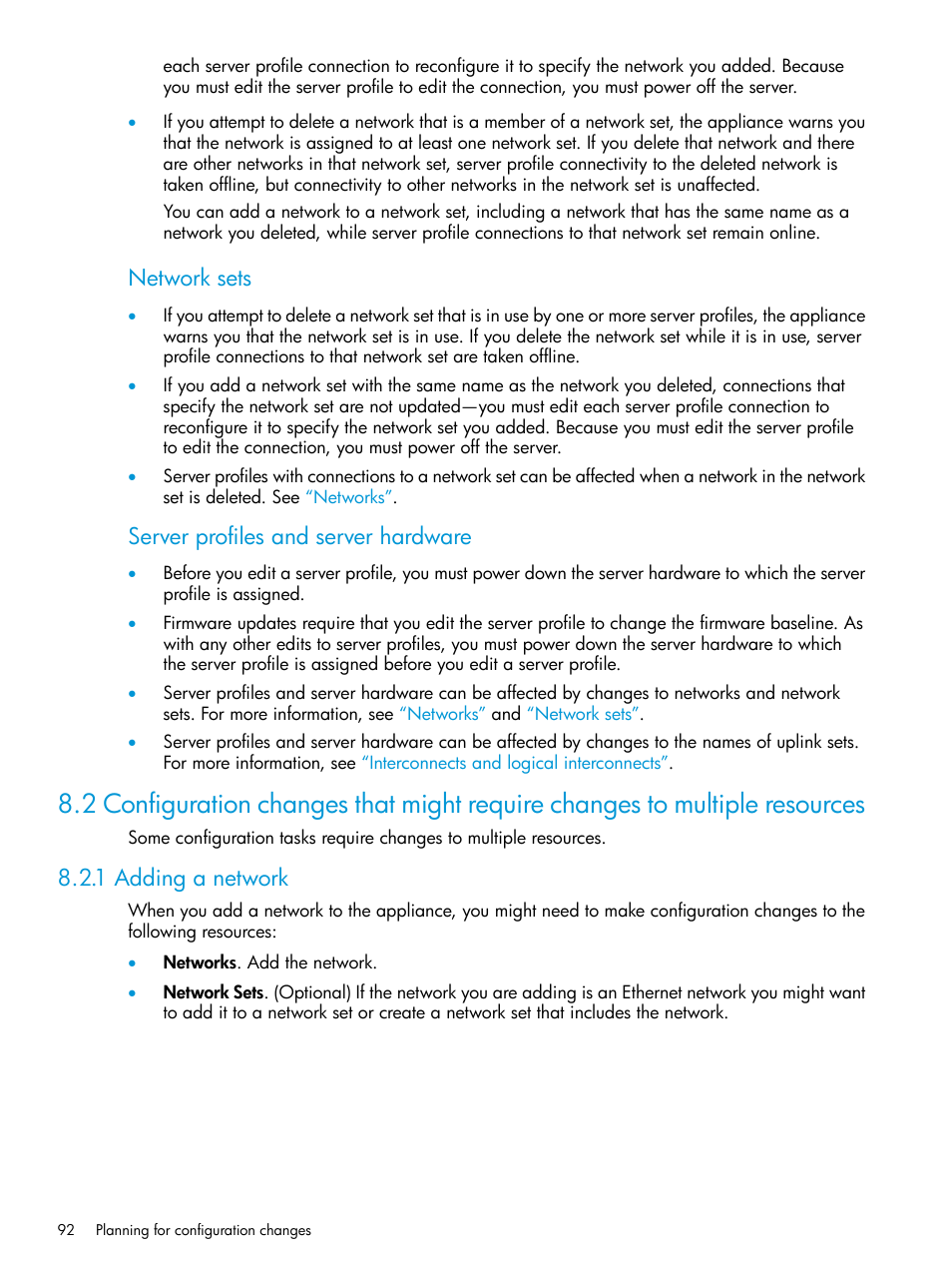 1 adding a network, Network sets, Server profiles and server hardware | HP OneView User Manual | Page 92 / 344