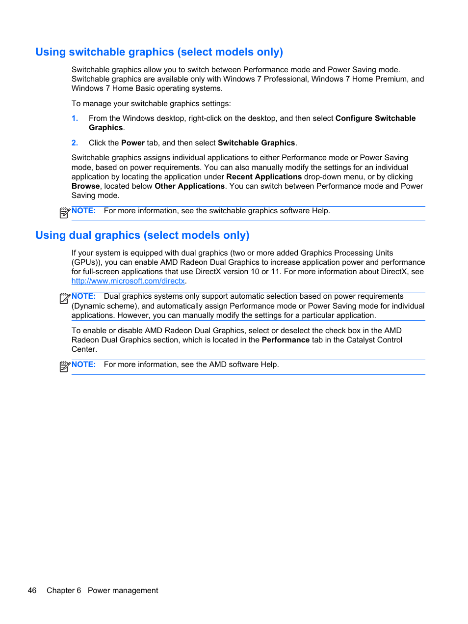 Using switchable graphics (select models only), Using dual graphics (select models only) | HP ProBook 4446s Notebook-PC User Manual | Page 56 / 110