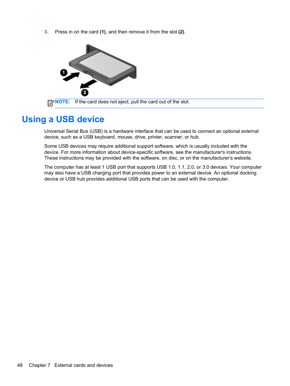 Using a usb device | HP ProBook 4446s Notebook-PC User Manual | Page 58 / 110