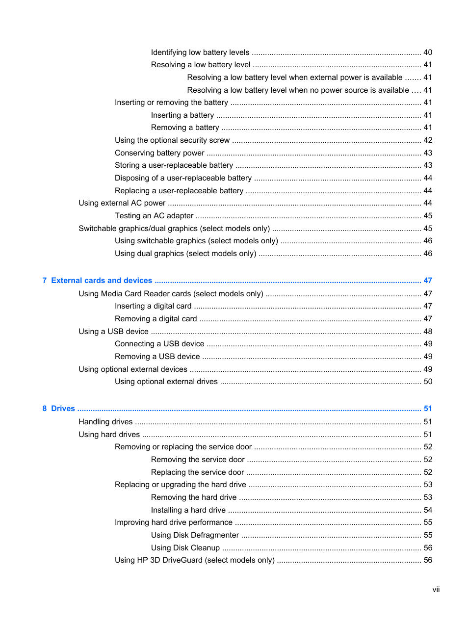 HP ProBook 4446s Notebook-PC User Manual | Page 7 / 110