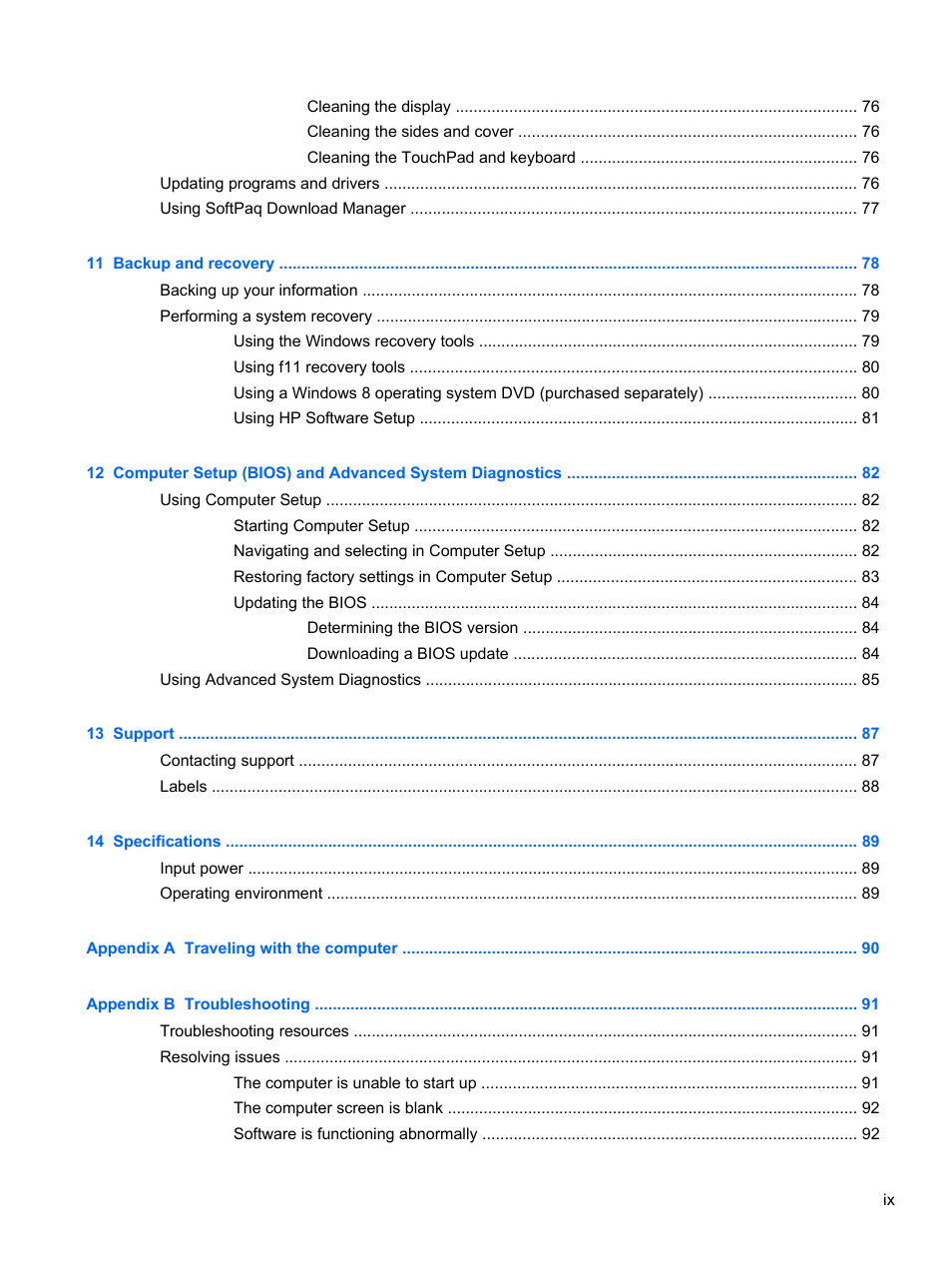 HP ProBook 4446s Notebook-PC User Manual | Page 9 / 110