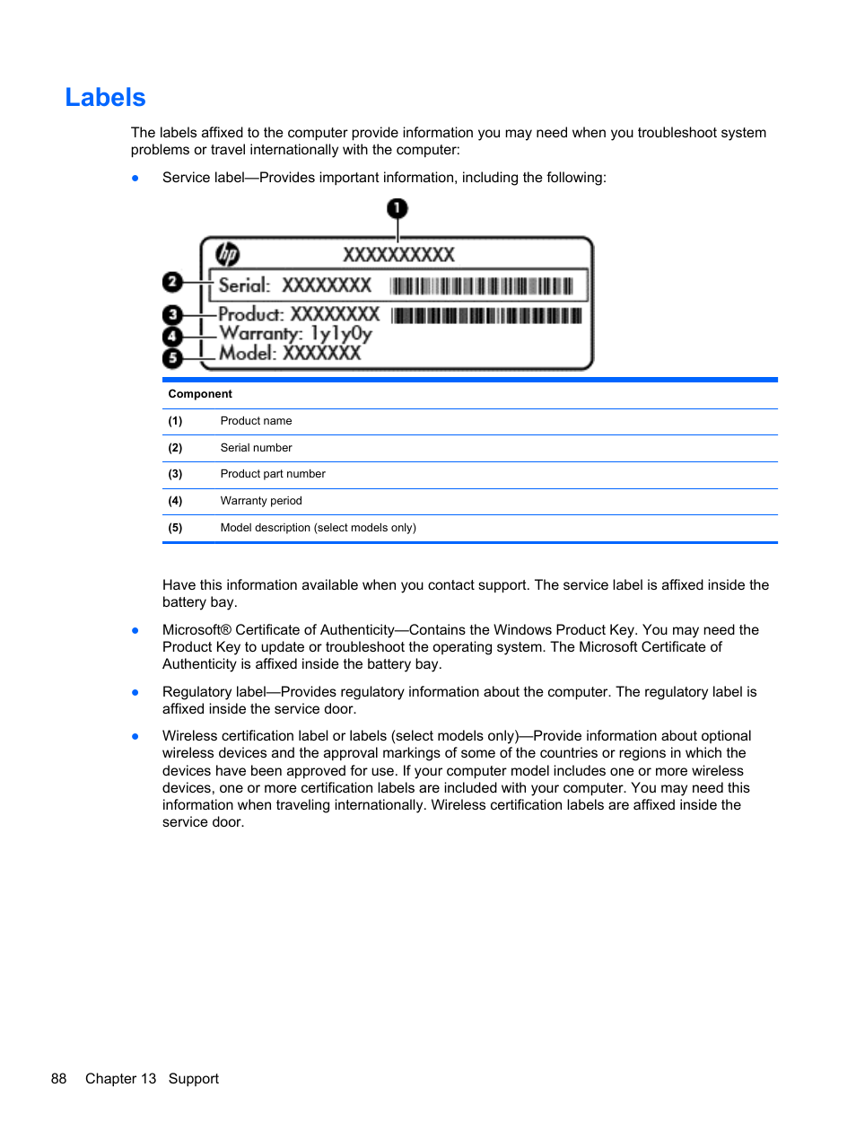 Labels | HP ProBook 4446s Notebook-PC User Manual | Page 98 / 110