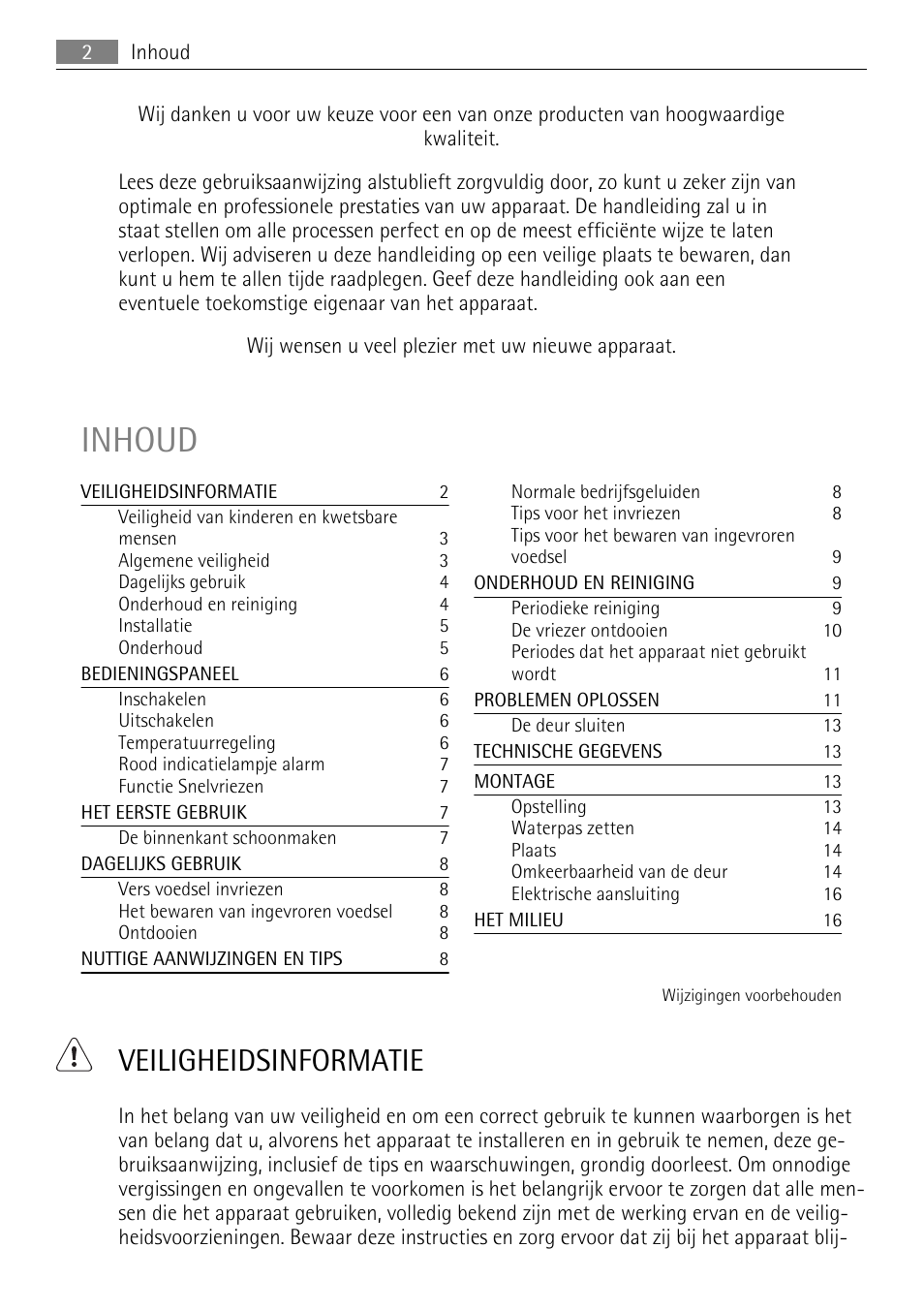 Inhoud, Veiligheidsinformatie | AEG A60120GS4 User Manual | Page 2 / 64