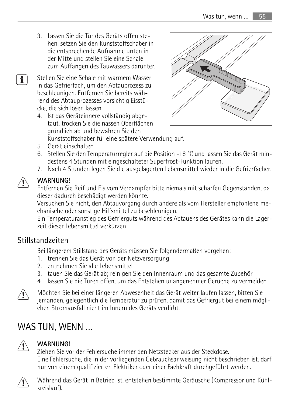 Was tun, wenn, Stillstandzeiten | AEG A60120GS4 User Manual | Page 55 / 64