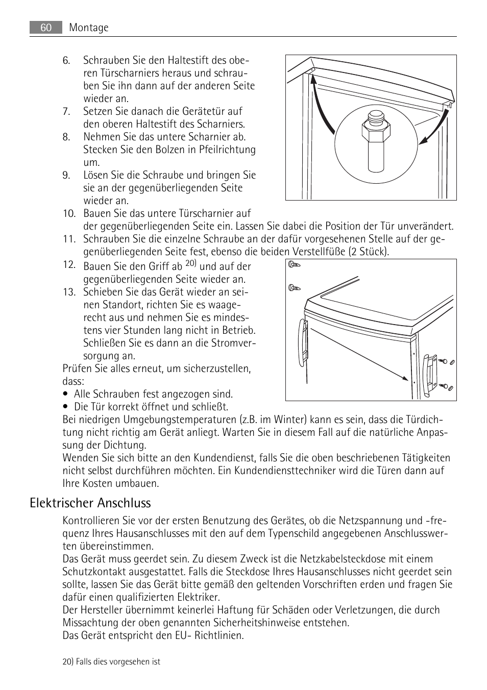 Elektrischer anschluss | AEG A60120GS4 User Manual | Page 60 / 64