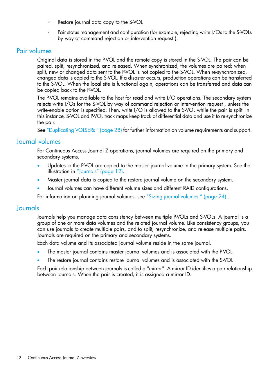 Pair volumes, Journal volumes, Journals | Pair volumes journal volumes journals | HP XP7 Storage User Manual | Page 12 / 208