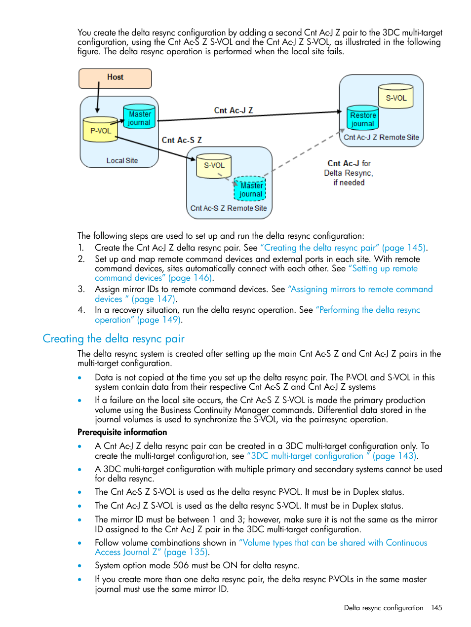Creating the delta resync pair | HP XP7 Storage User Manual | Page 145 / 208