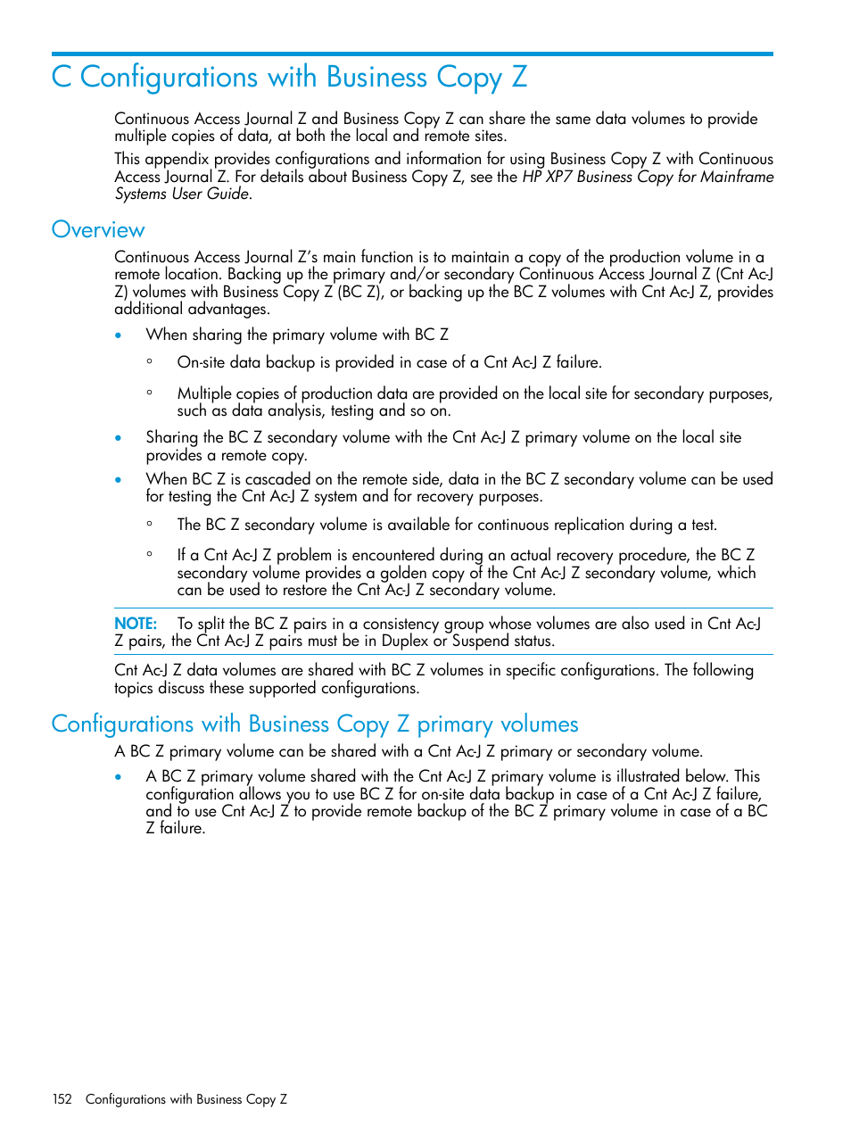 C configurations with business copy z, Overview | HP XP7 Storage User Manual | Page 152 / 208