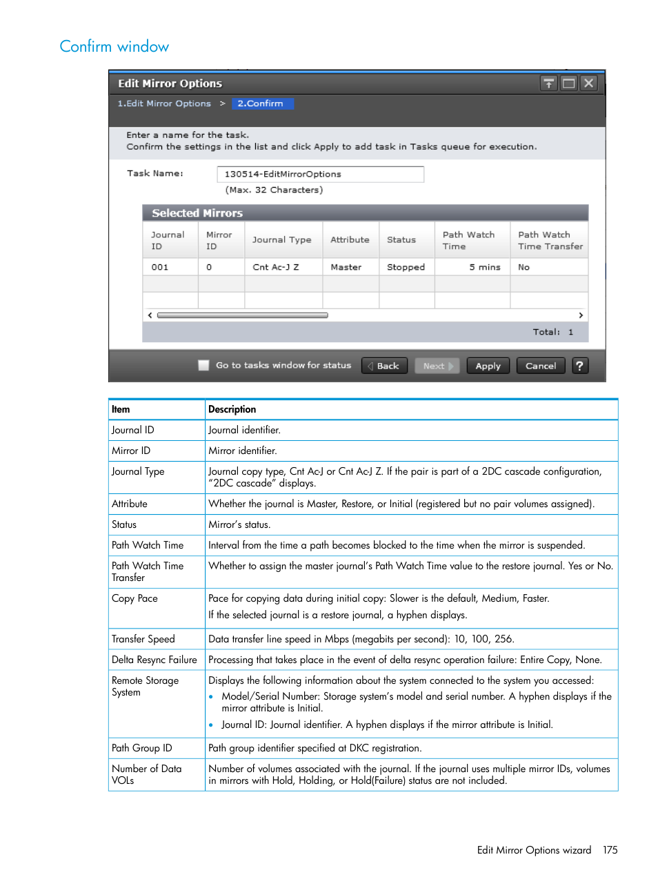 Confirm window | HP XP7 Storage User Manual | Page 175 / 208