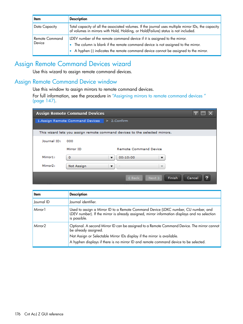 Assign remote command devices wizard, Assign remote command device window | HP XP7 Storage User Manual | Page 176 / 208