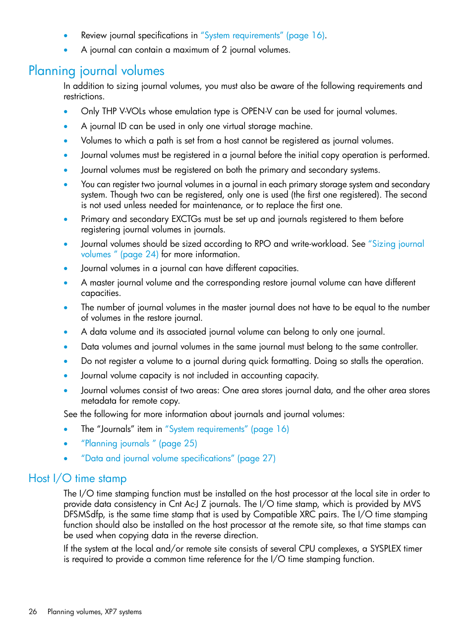 Planning journal volumes, Host i/o time stamp | HP XP7 Storage User Manual | Page 26 / 208