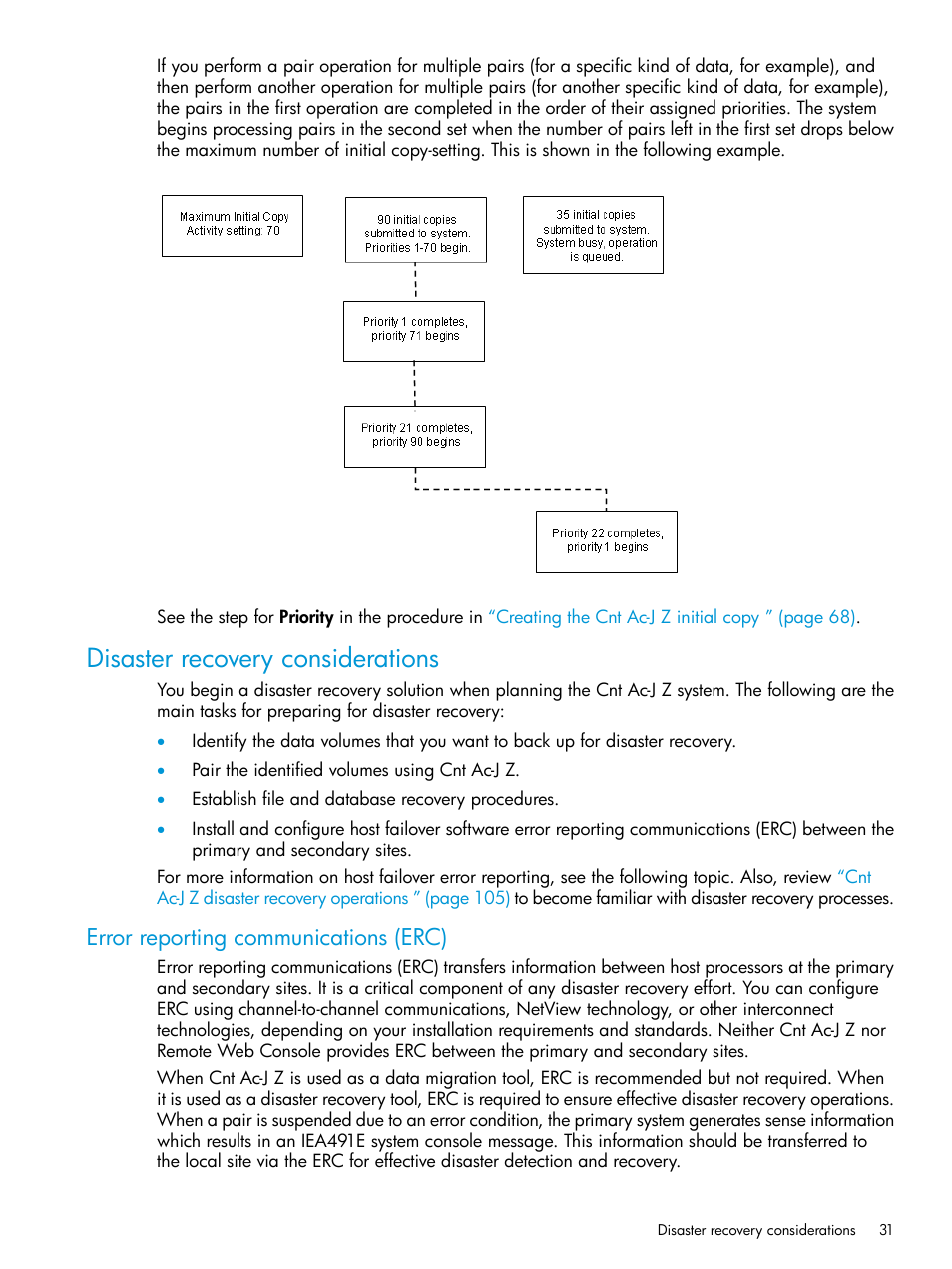 Disaster recovery considerations, Error reporting communications (erc) | HP XP7 Storage User Manual | Page 31 / 208