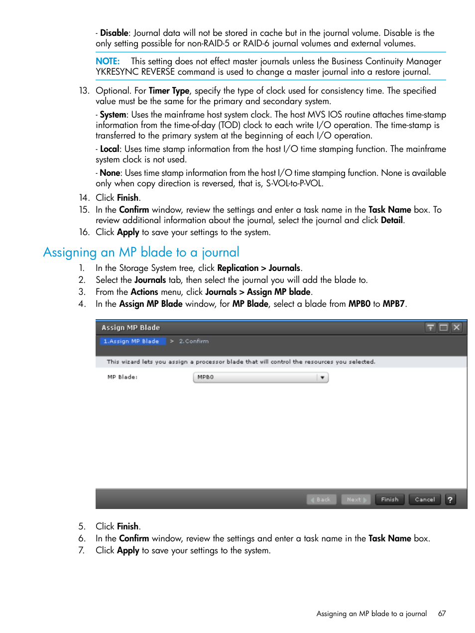 Assigning an mp blade to a journal | HP XP7 Storage User Manual | Page 67 / 208
