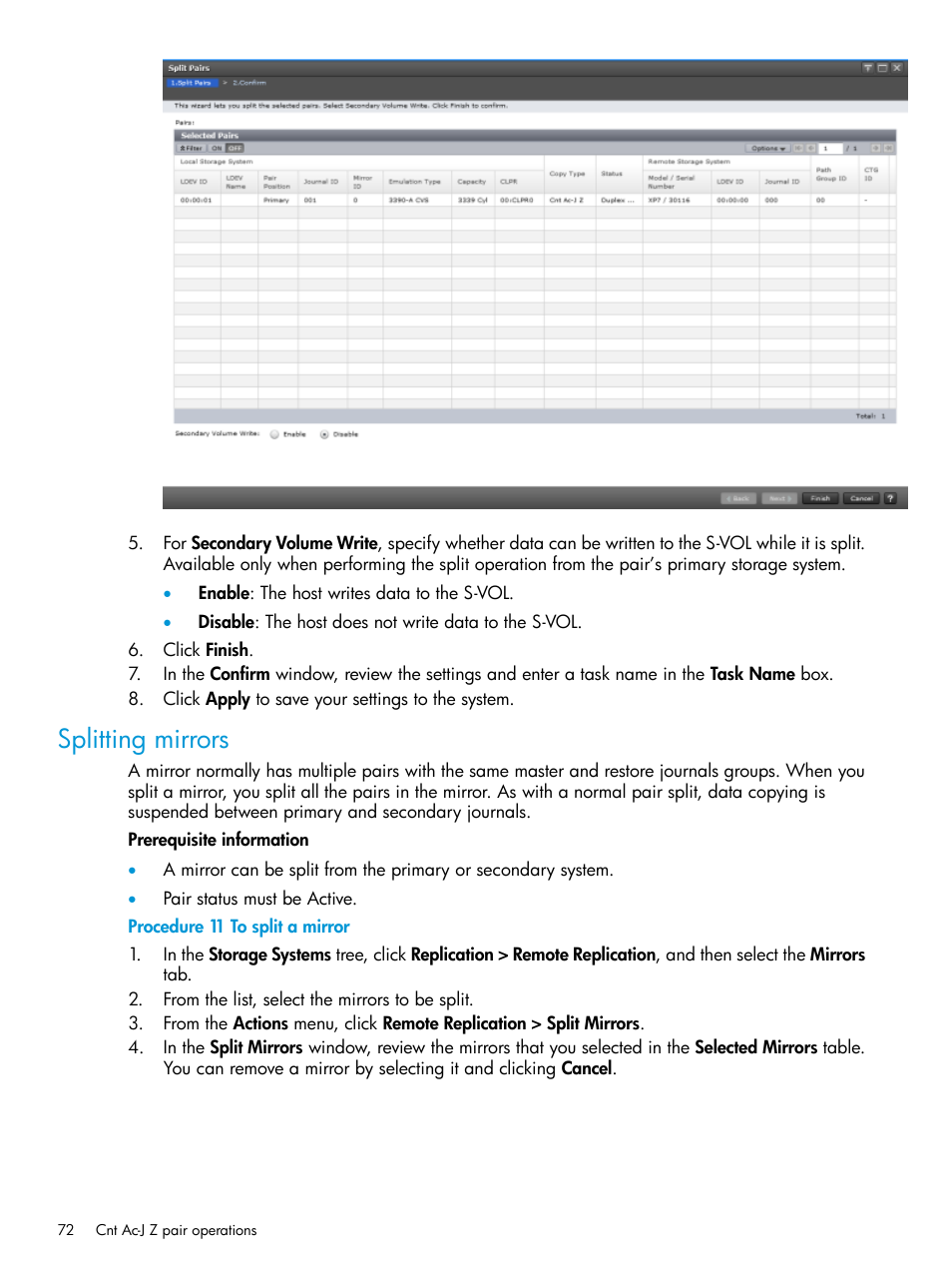 Splitting mirrors | HP XP7 Storage User Manual | Page 72 / 208