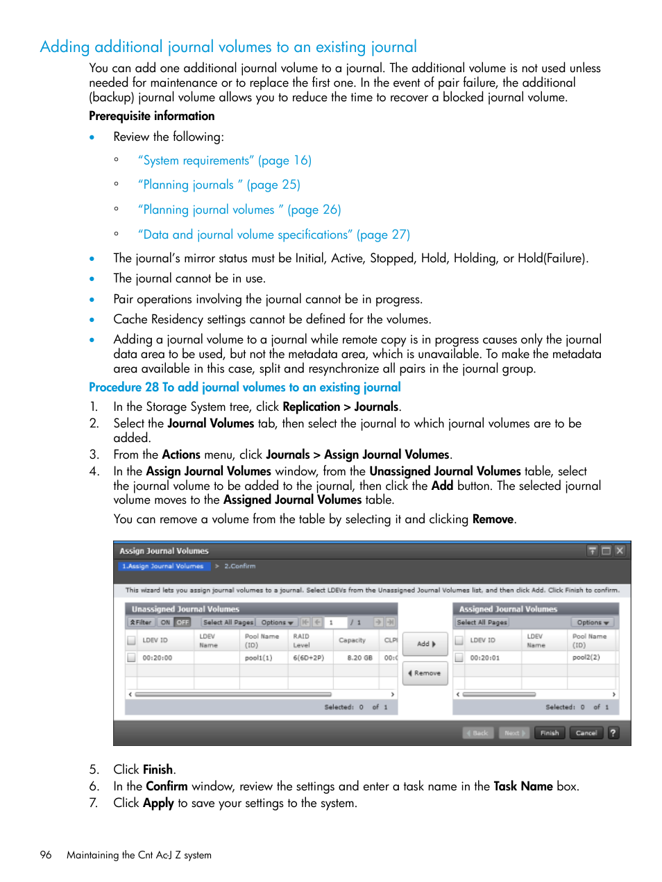 Adding additional journal volumes to an existing | HP XP7 Storage User Manual | Page 96 / 208