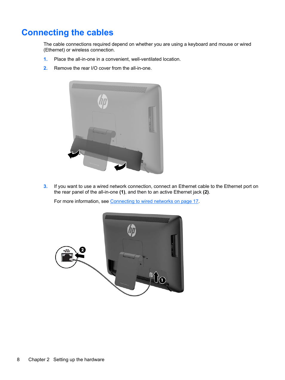 Connecting the cables | HP Slate 21 Pro-All-in-One-PC User Manual | Page 16 / 55