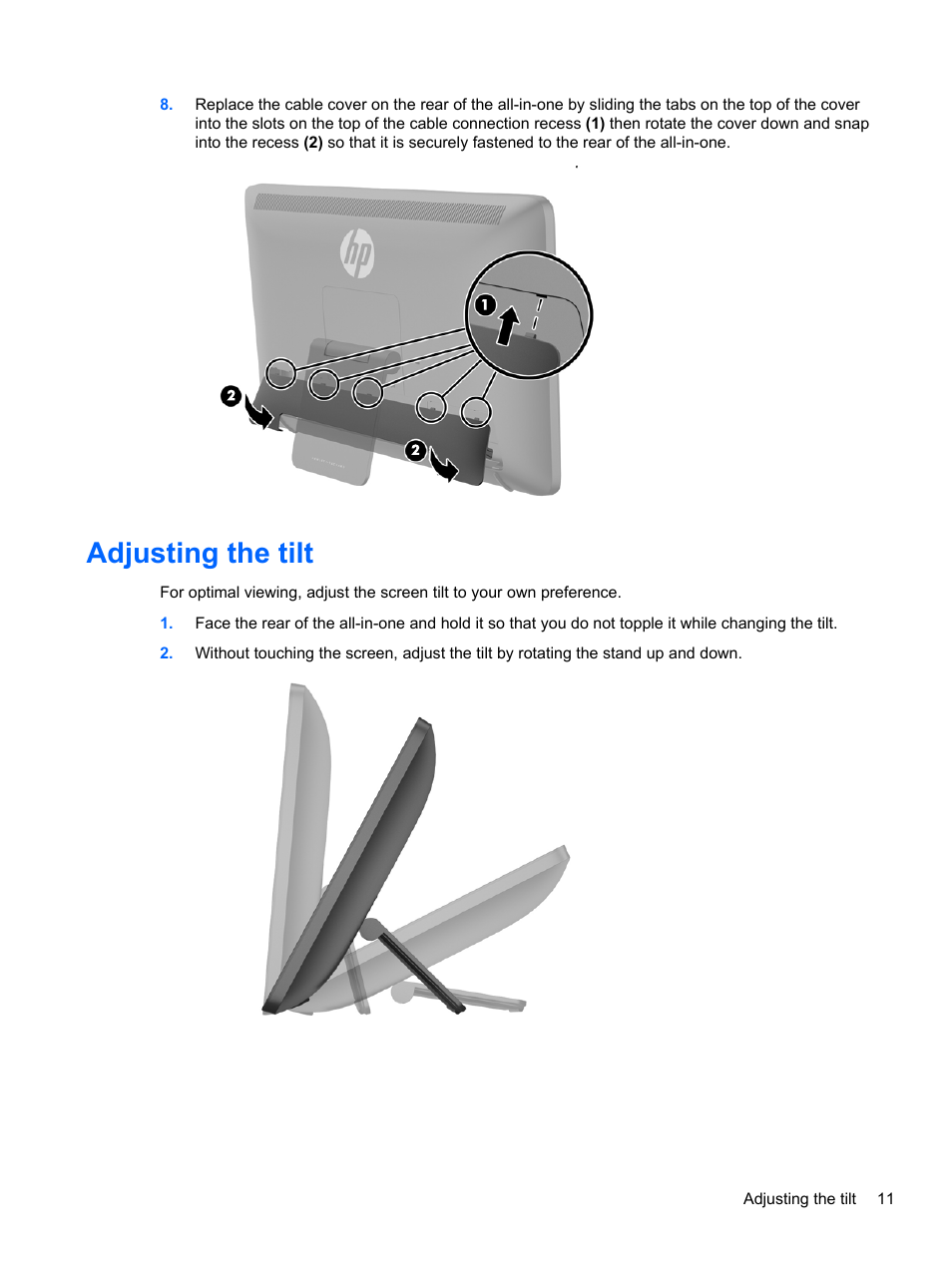Adjusting the tilt | HP Slate 21 Pro-All-in-One-PC User Manual | Page 19 / 55