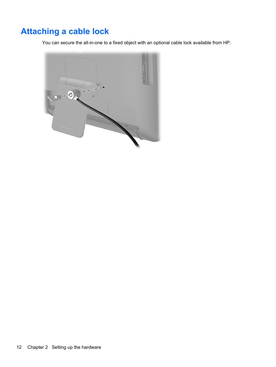 Attaching a cable lock | HP Slate 21 Pro-All-in-One-PC User Manual | Page 20 / 55