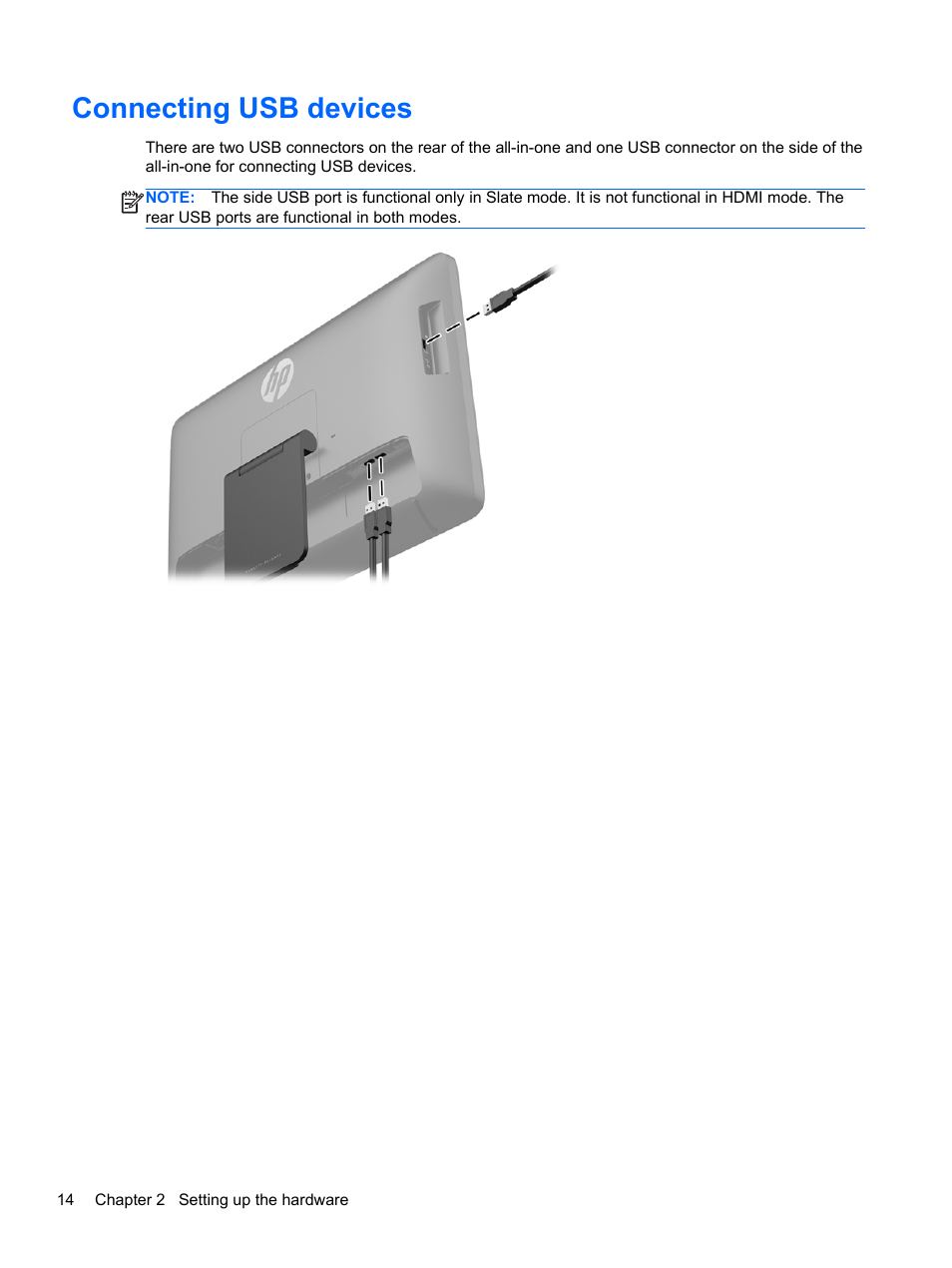 Connecting usb devices | HP Slate 21 Pro-All-in-One-PC User Manual | Page 22 / 55