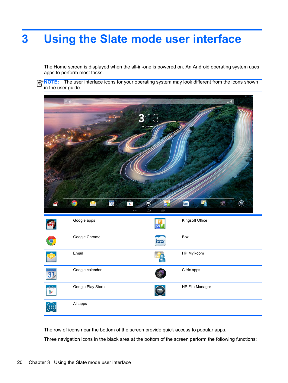 Using the slate mode user interface, 3 using the slate mode user interface, 3using the slate mode user interface | HP Slate 21 Pro-All-in-One-PC User Manual | Page 28 / 55