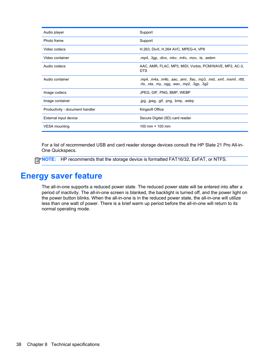 Energy saver feature | HP Slate 21 Pro-All-in-One-PC User Manual | Page 46 / 55