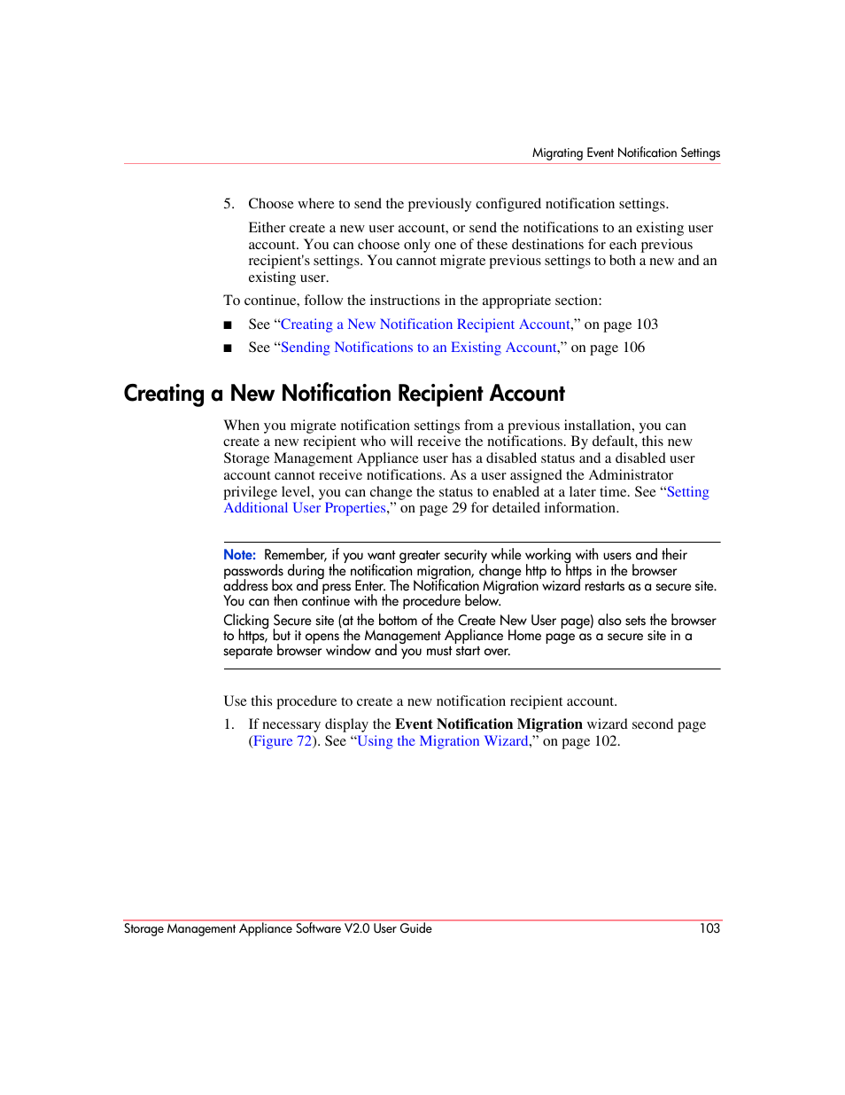 Creating a new notification recipient account | HP OpenView Storage Management Appliance and Software User Manual | Page 119 / 146