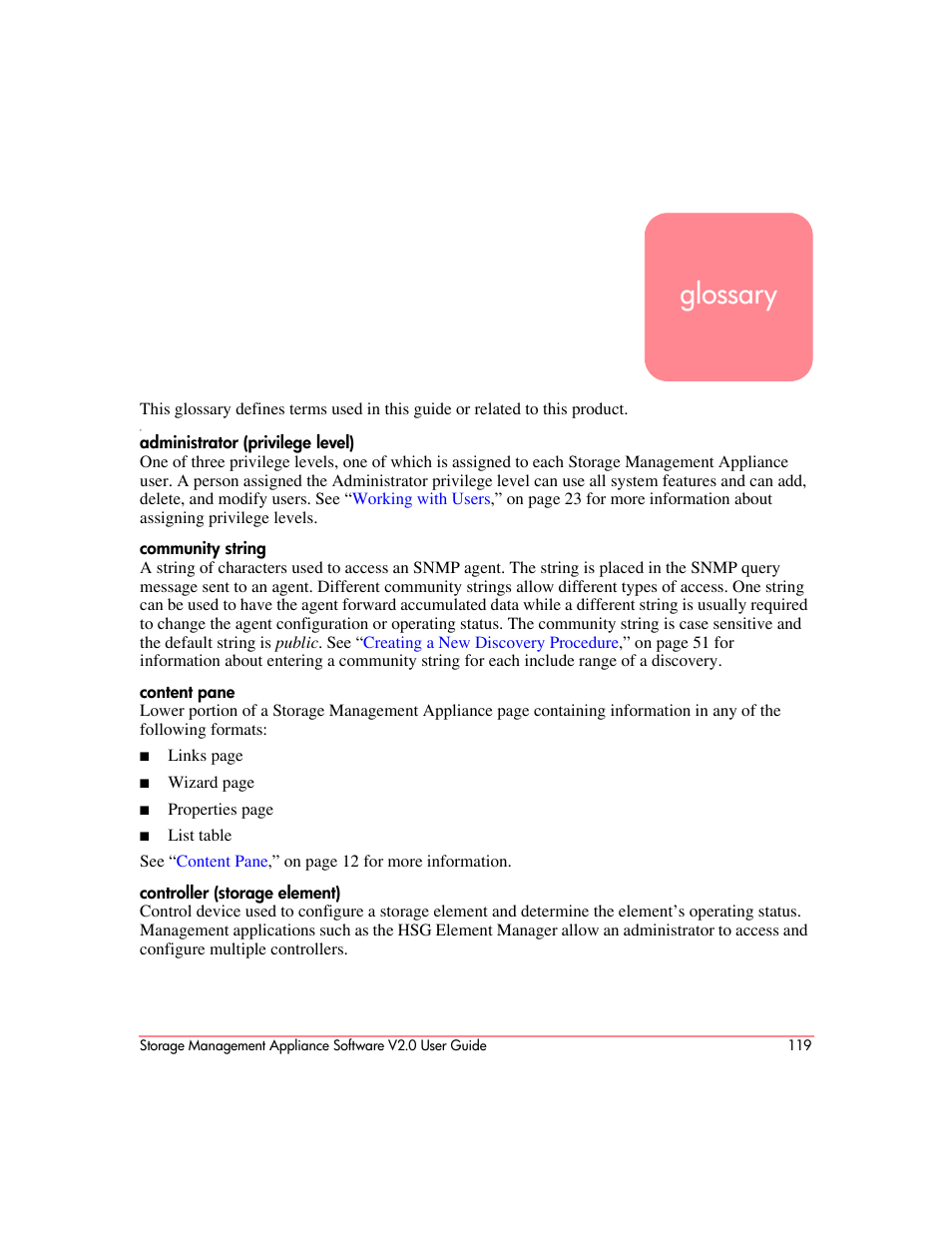 Glossary | HP OpenView Storage Management Appliance and Software User Manual | Page 135 / 146