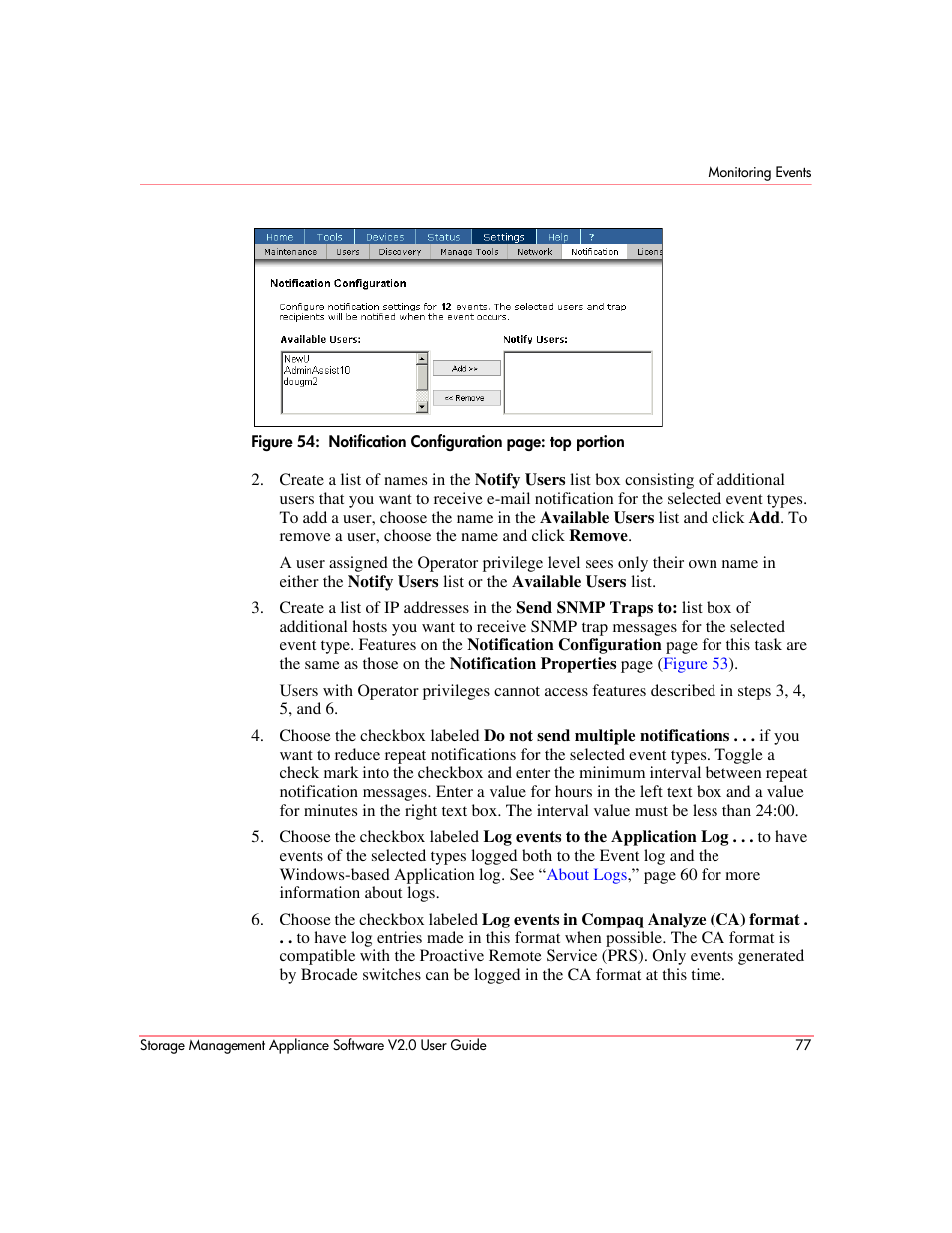 Figure 54 | HP OpenView Storage Management Appliance and Software User Manual | Page 93 / 146