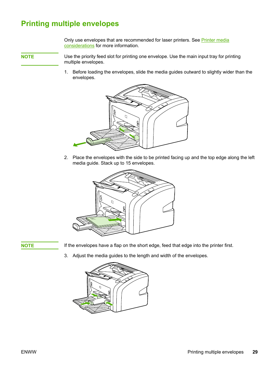 Printing multiple envelopes | HP LaserJet 1018 Printer User Manual | Page 37 / 116