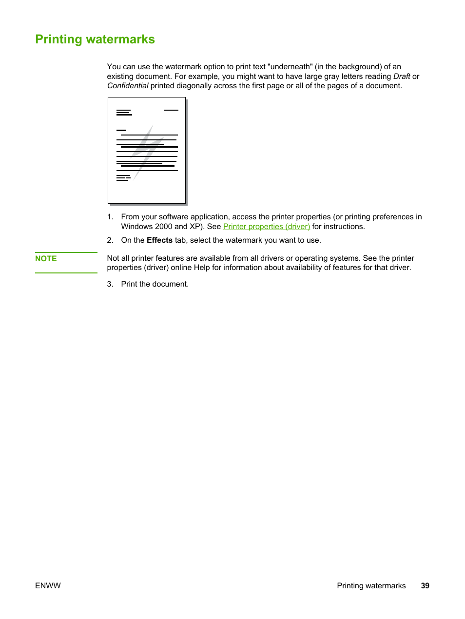 Printing watermarks | HP LaserJet 1018 Printer User Manual | Page 47 / 116