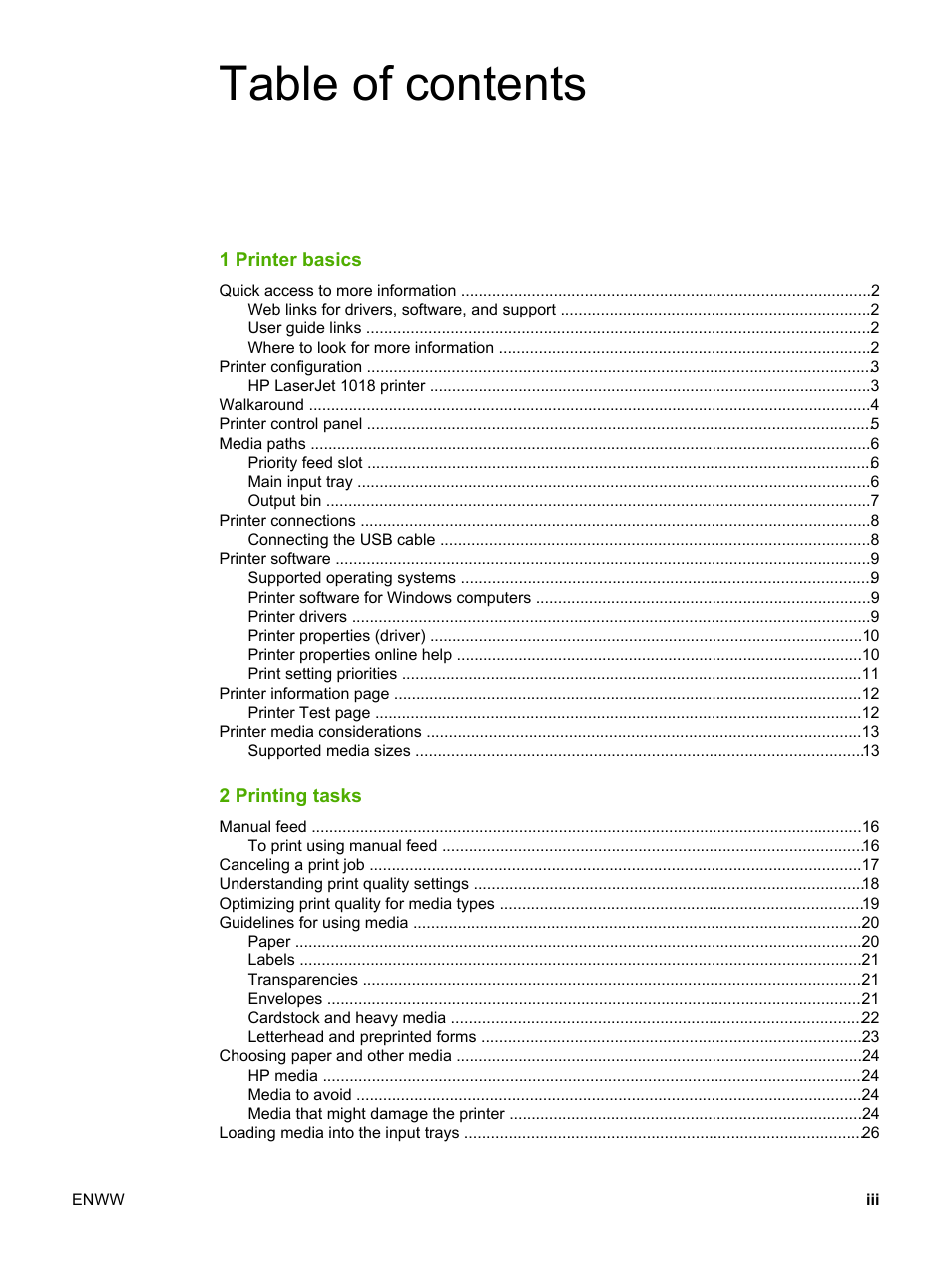 HP LaserJet 1018 Printer User Manual | Page 5 / 116