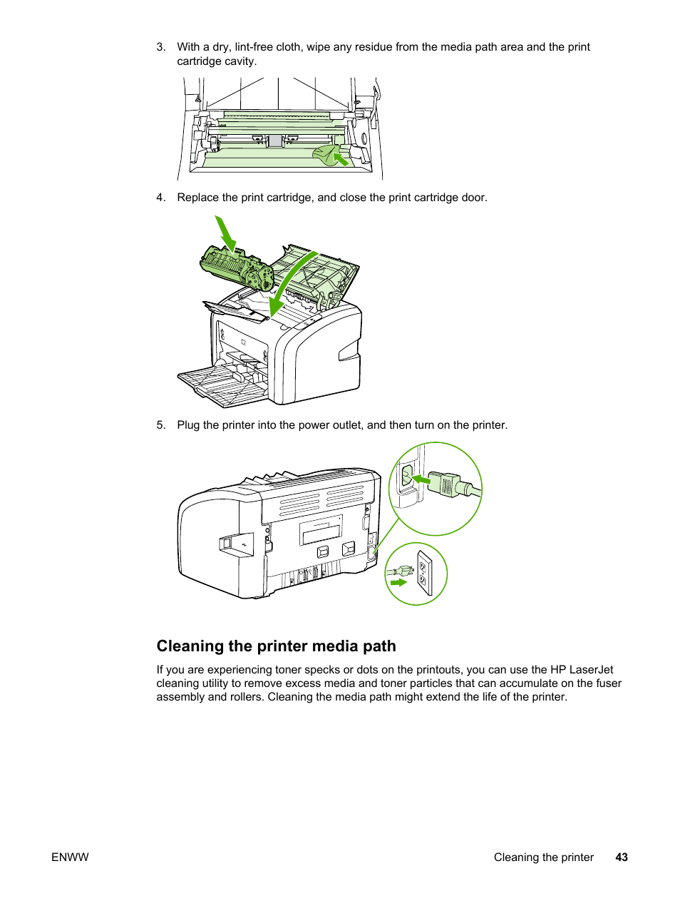 Cleaning the printer media path | HP LaserJet 1018 Printer User Manual | Page 51 / 116