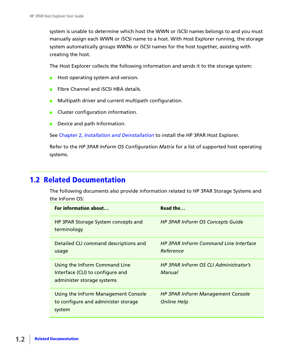 2 related documentation, Related documentation | HP 3PAR Host Explorer Software User Manual | Page 6 / 20