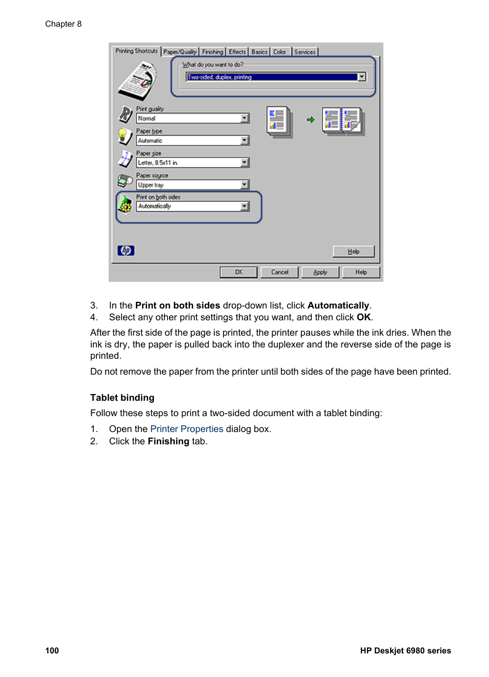 Tablet binding | HP Deskjet 6988dt Printer User Manual | Page 102 / 182