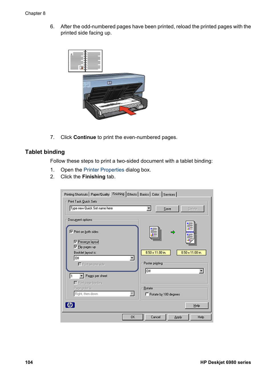 Tablet binding | HP Deskjet 6988dt Printer User Manual | Page 106 / 182