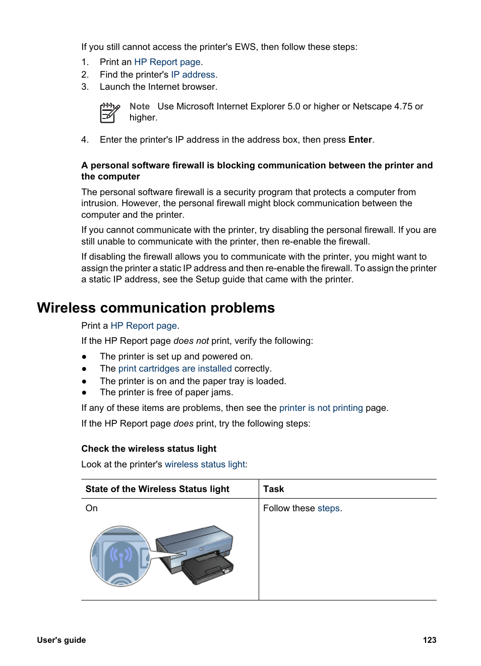 Wireless communication problems, Troubleshooting, Steps | HP Deskjet 6988dt Printer User Manual | Page 125 / 182