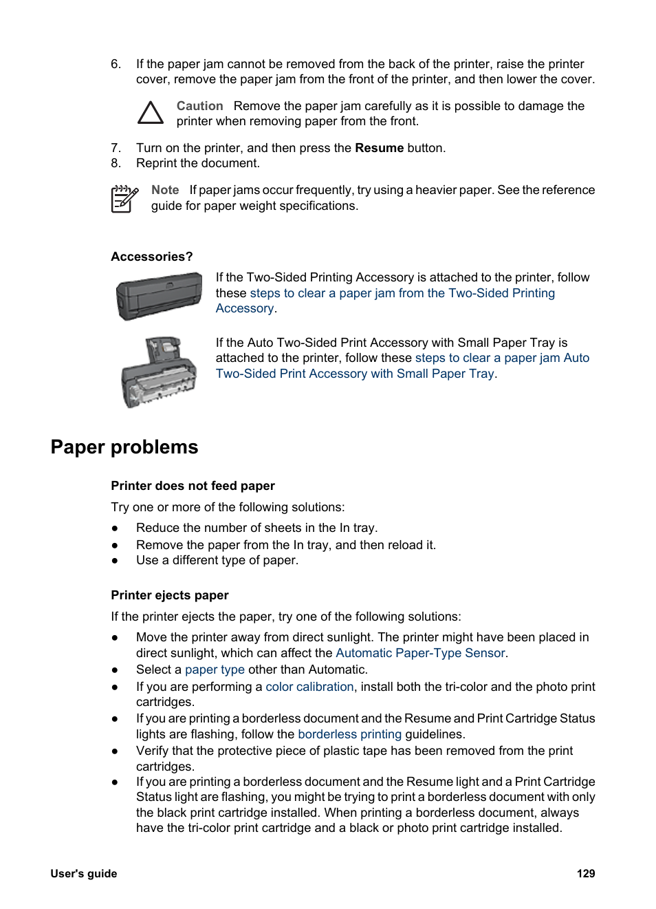 Paper problems, Printer ejects paper | HP Deskjet 6988dt Printer User Manual | Page 131 / 182