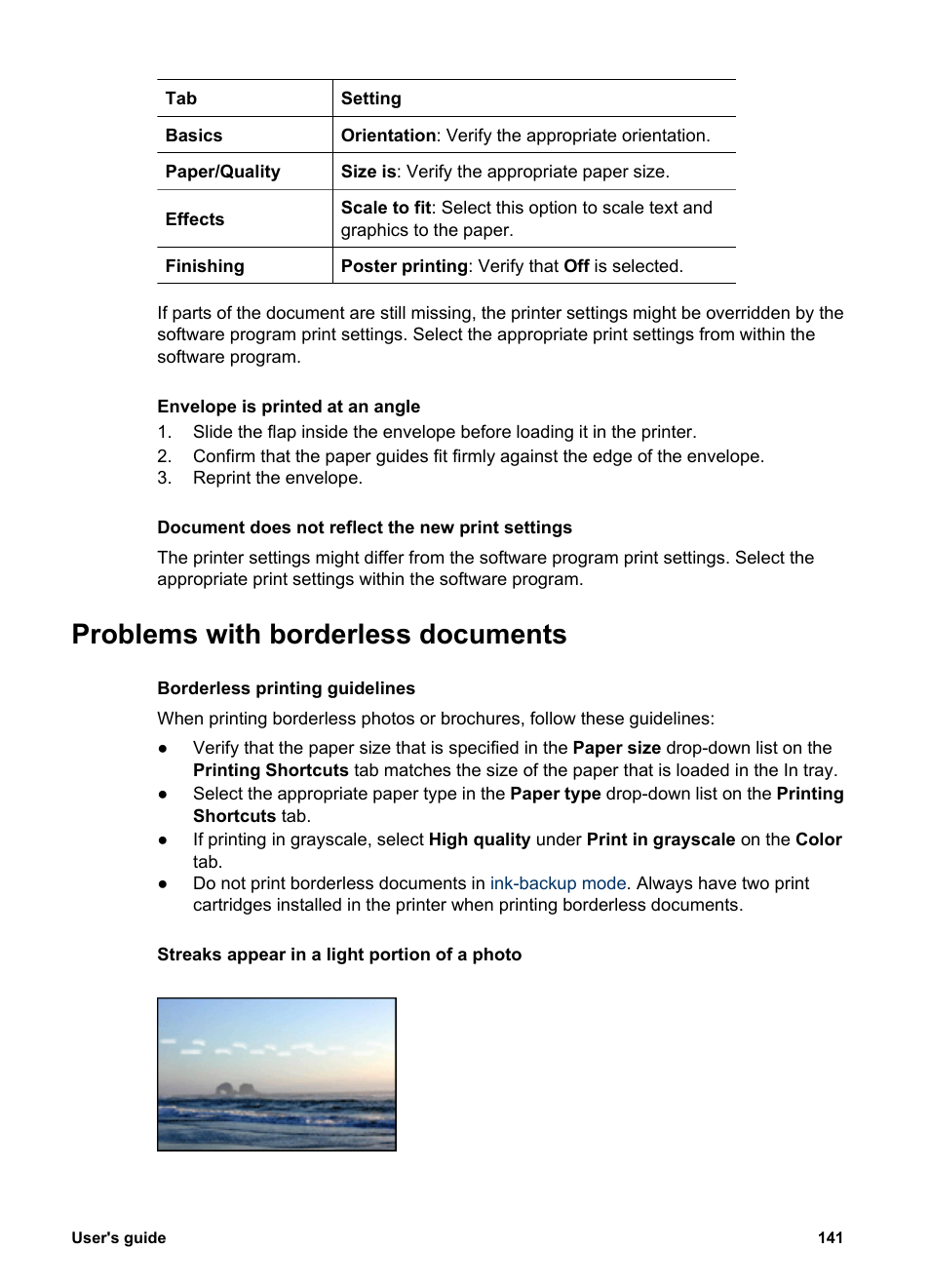 Problems with borderless documents | HP Deskjet 6988dt Printer User Manual | Page 143 / 182