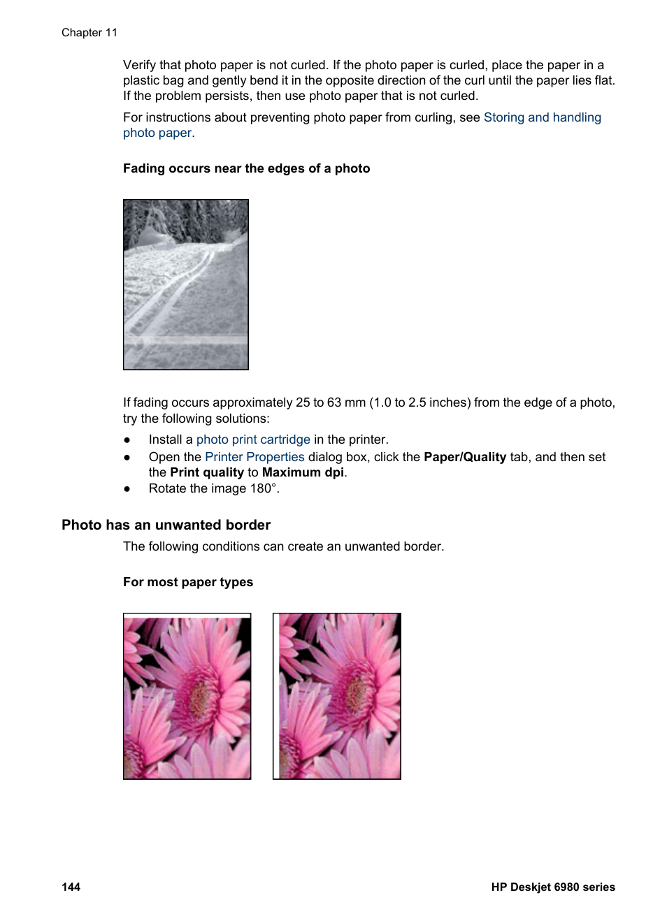 Photo has an unwanted border, Guidelines | HP Deskjet 6988dt Printer User Manual | Page 146 / 182