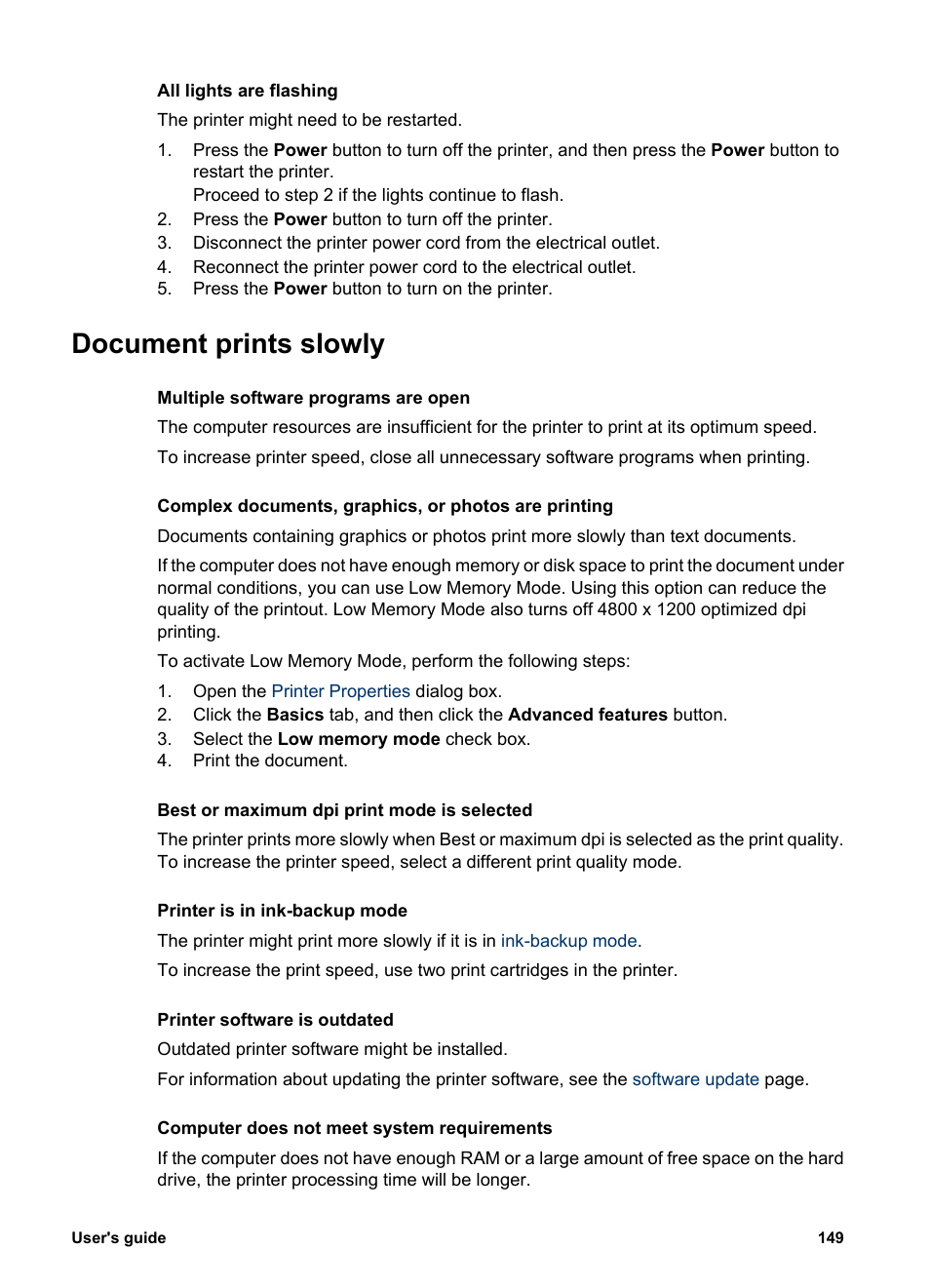 Document prints slowly | HP Deskjet 6988dt Printer User Manual | Page 151 / 182