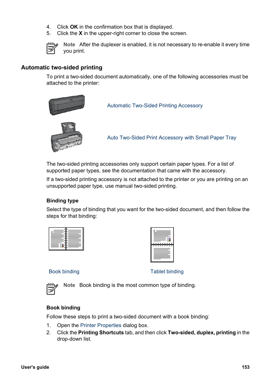 Automatic two-sided printing | HP Deskjet 6988dt Printer User Manual | Page 155 / 182