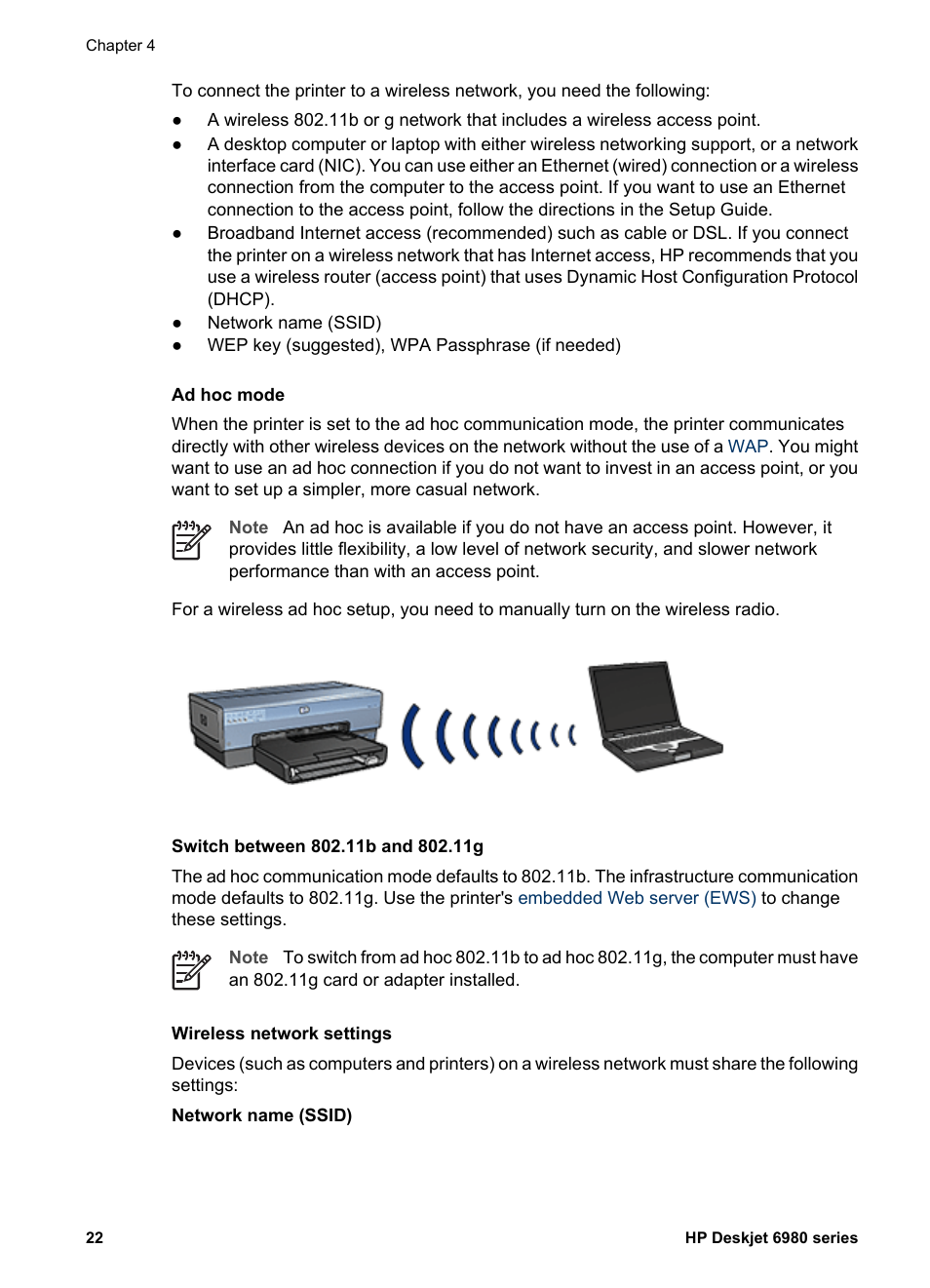 Here, Ad hoc | HP Deskjet 6988dt Printer User Manual | Page 24 / 182