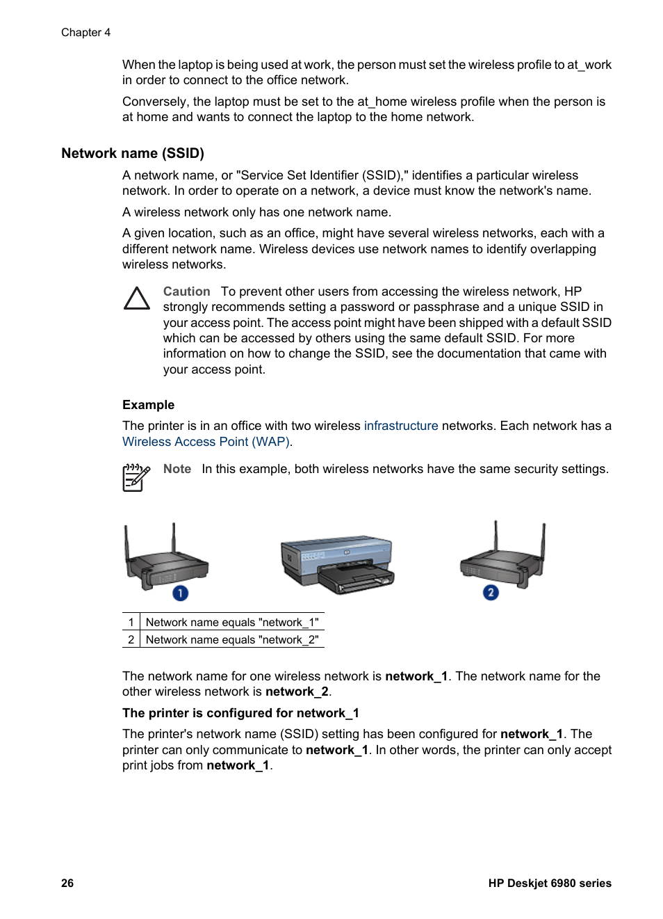 Network name (ssid) | HP Deskjet 6988dt Printer User Manual | Page 28 / 182