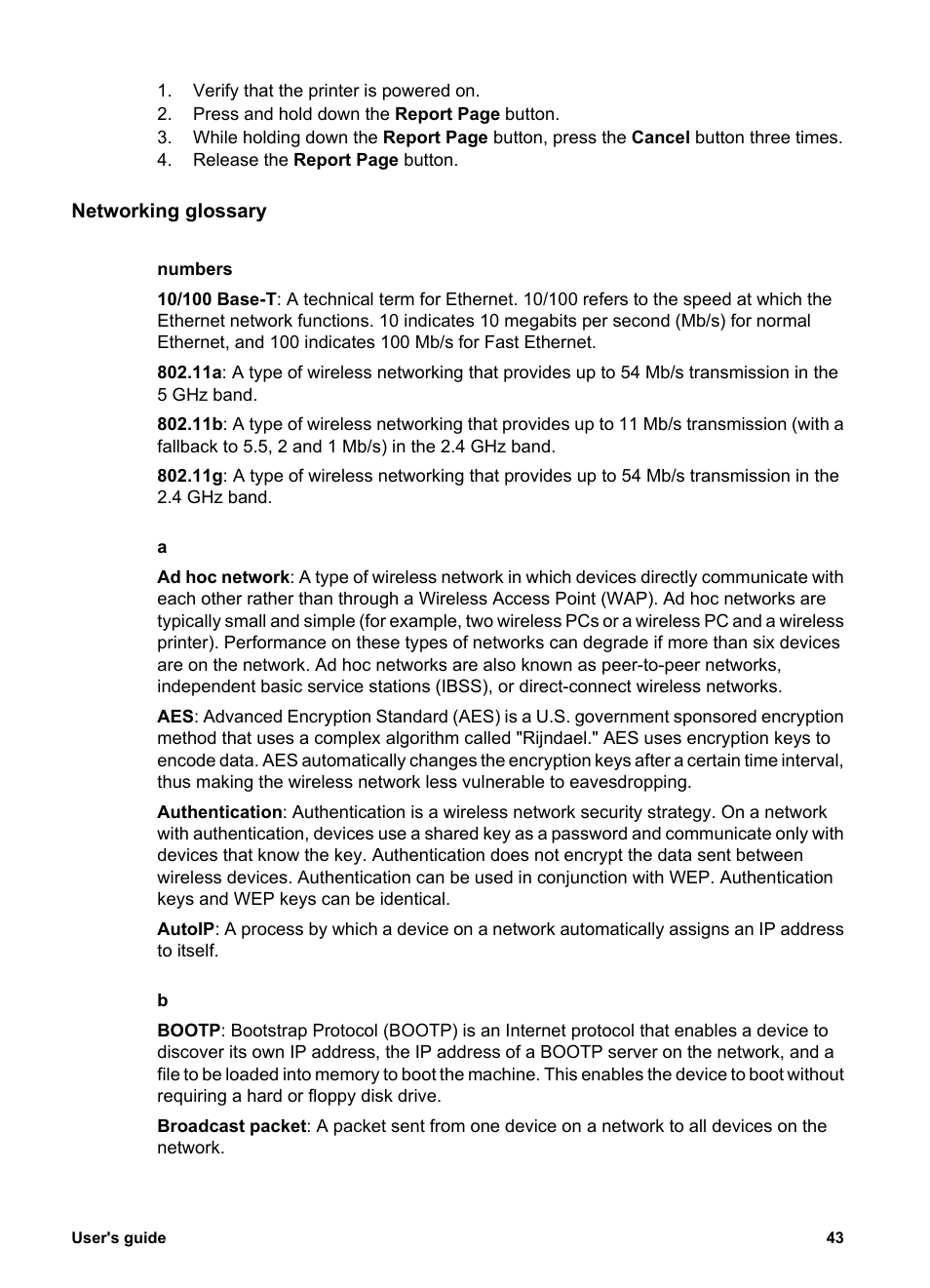 Networking glossary, Glossary, Autoip | Ad hoc, Commun | HP Deskjet 6988dt Printer User Manual | Page 45 / 182