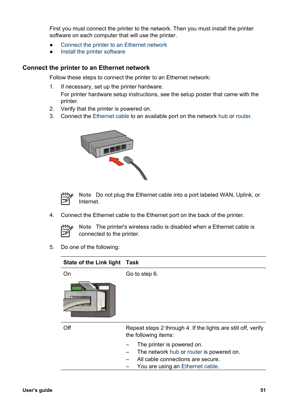 Connect the printer to an ethernet network | HP Deskjet 6988dt Printer User Manual | Page 53 / 182