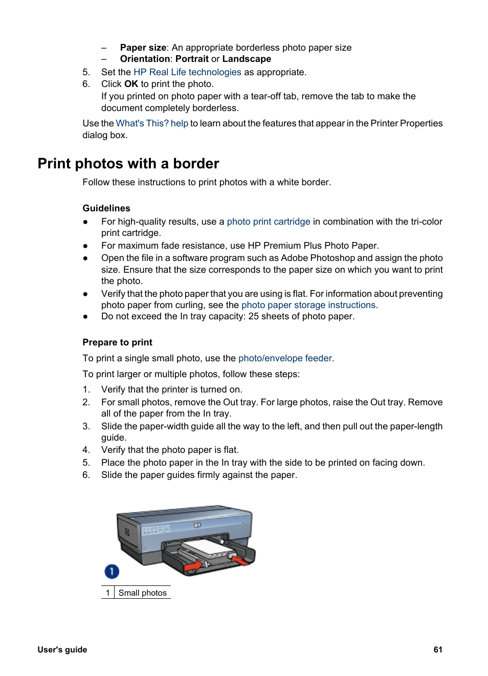 Print photos with a border, Border | HP Deskjet 6988dt Printer User Manual | Page 63 / 182